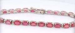 925 Sterling silver oval red stone tennis bracelet