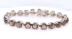 925 Sterling silver round brilliant cut smokey quartz tennis bracelet