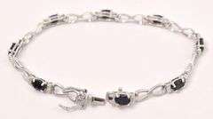 Sterling Silver Blue Sapphire and Diamond Bracelet