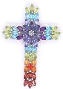 925 Sterling silver multi color cubic zirconia cross pendant