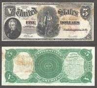 $5 1907 Legal Tender, Fr. 90 Woodchopper Pioneer Family  Very Fine