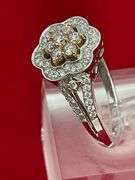 CERTIFIED 14K WHITE GOLD RING WITH WHITE AND PINK DIAMONDS