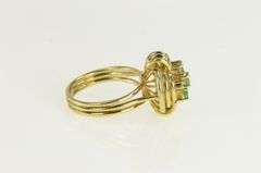 14K Yellow Gold Emerald Diamond Layered Geometric Ring
