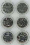 6 Assorted Silver Half Dollars in custom capsules