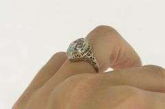 14K White Gold Marquise CZ Ornate Filigree Statement Ring