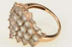 10K Rose Gold Pink CZ Statement Fancy Cluster Ring