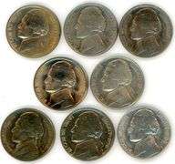 8 Different Uncirculated Jefferson Nickels