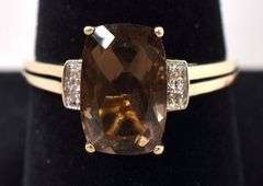 Attractive 10K Yellow Gold Smokey Quartz Ring