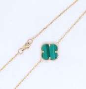 14kt Yellow Gold 5 Clover Malachite Necklace