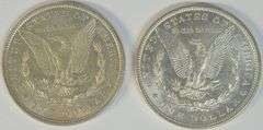 2 Blazing-white top end 1880-P Morgan Silver Dollars