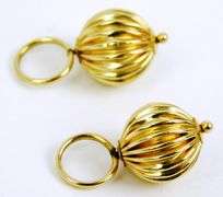 2 14K Yellow Gold Ribbed Bead Charms