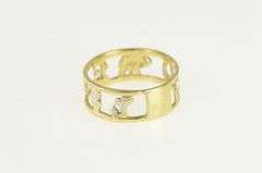 14K Yellow Gold Good Luck Clover Horse Shoe Band Ring