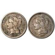 1867 &1881 3 Cent Nickels