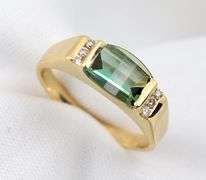 Contemporary 14K Green Tourmaline Ring