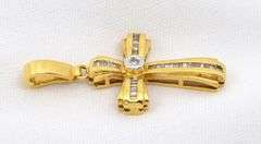 Elegant 18k YG Cross with Diamonds
