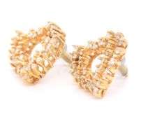 Dazzling Yellow Gold Diamond Cluster Heart Shaped Earrings