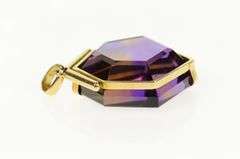 18K Yellow Gold Ornate Hexagonal Ametrine Honey Comb Pendant