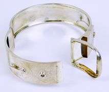 Vintage Sterling Silver Wide Buckle Bangle Bracelet