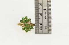 14K Yellow Gold Emerald Cluster Vintage Bypass Ring