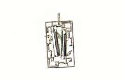 18K White Gold Jade Diamond Ornate Squared Vine Motif Pendant