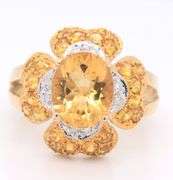 Wonderful Yellow Gold 4.60ctw Citrine and Diamond accent Flower Ring