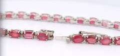 925 Sterling silver oval red stone tennis bracelet