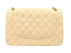 CHANEL  Caviar Quilted in Beige Jumbo Double Flap Handbag w/ Box & Dustbag
