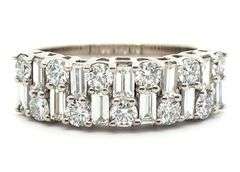 Sonia Bitton 2.50ctw Baguette and Round Diamond Double Row Band Ring