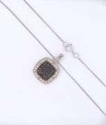 925 Sterling silver black and white cubic zirconia pendant on chain necklace