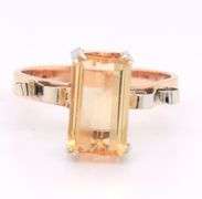 Stunning Yellow Gold Emerald Cut Citirne Ring