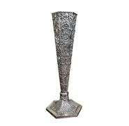 Antique Late 1800s Tall Repousse Silver Plated Flute Vase by the Barbour Silver Co