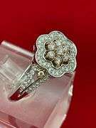 CERTIFIED 14K WHITE GOLD RING WITH WHITE AND PINK DIAMONDS