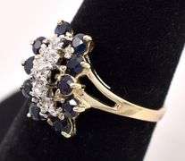 Harmonious 10K Yellow Gold Blue Sapphire and Diamond Ring