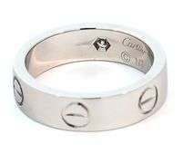 Cartier Single Diamond Love Band Ring in Platinum W/Box, SZ 54