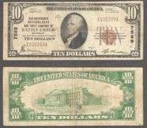 $10 1929 Old Merchants NB & Trust Co. Battle Creek, MI Ch# 7589 Fine