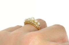 14K Yellow Gold 0.46 Ctw Art Deco Pearl Diamond Halo Ring