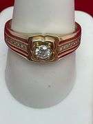 MEN'S CERTIFIED 14K YELLOW GOLD AND DIAMOND RING