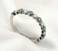 14K WG Blue & White Diamond Band