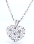 925 Sterling silver cubic zirconia heart shaped pendant on popcorn chain necklace