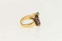 14K Rose Gold 1930's Syn. Ruby Diamond Swirl Ring