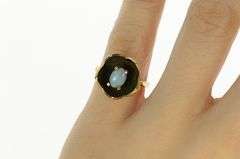 14K Yellow Gold Natural Opal Inset 3D Flower Tulip Statement Ring