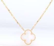 Mother of Pearl 3 Clover Yellow Gold Necklace