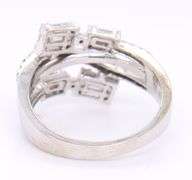 14kt White gold 1ctw princess, round and baguette bypass diamond ring