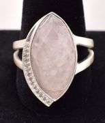 Sterling Silver Rose Quartz and CZ Ring