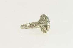 14K White Gold Marquise CZ Ornate Filigree Statement Ring