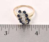 Harmonious 10K Yellow Gold Blue Sapphire and Diamond Ring