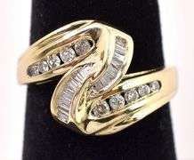 Twisted 14K Yellow Gold Diamond Band Ring