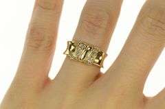 14K Yellow Gold 1940's Diamond Squared Ribbon Statement Ring