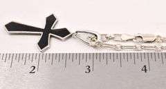 Sterling Silver Black Onyx Cross Pendant Necklace