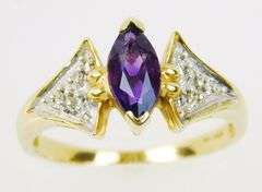Pretty Vintage Amethyst & Diamonds 10K Ring, 5.75